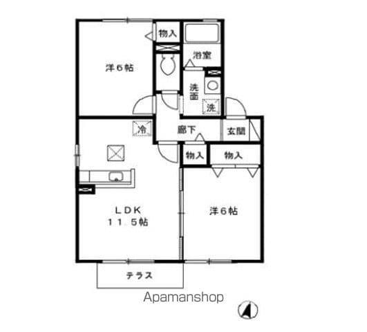 クレセント(2LDK/1階)の間取り写真