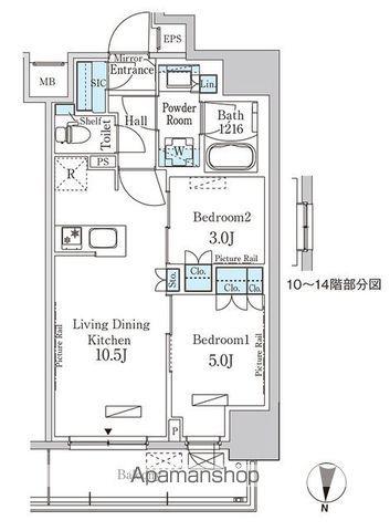 パークアクシス錦糸公園(2LDK/14階)の間取り写真