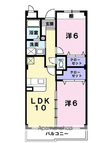 カーサプラシード1(2LDK/3階)の間取り写真