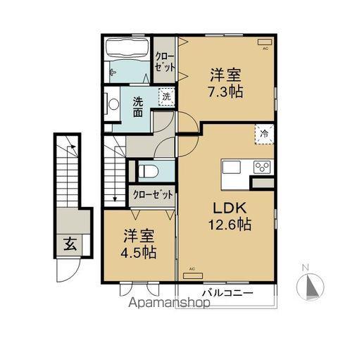 バルーンフラワーシティ A(2LDK/2階)の間取り写真
