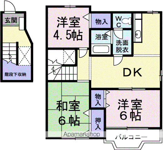 グランドールⅡC(3LDK/2階)の間取り写真