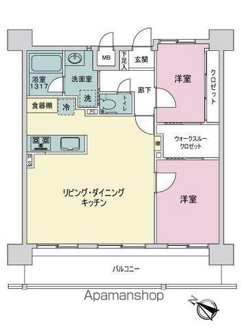 東峰マンションハイツ多賀(2LDK/4階)の間取り写真