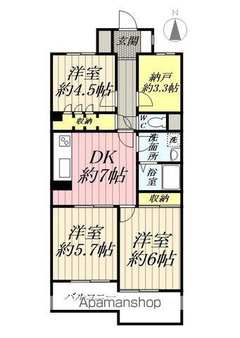 グリーンパーク第2八潮(3SDK/3階)の間取り写真