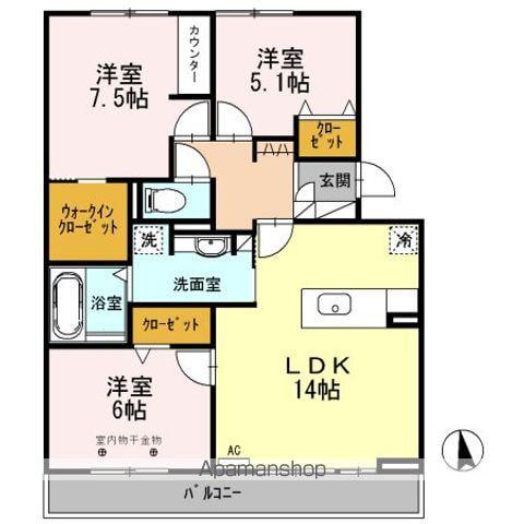 マルベリータウン シルク(3LDK/3階)の間取り写真