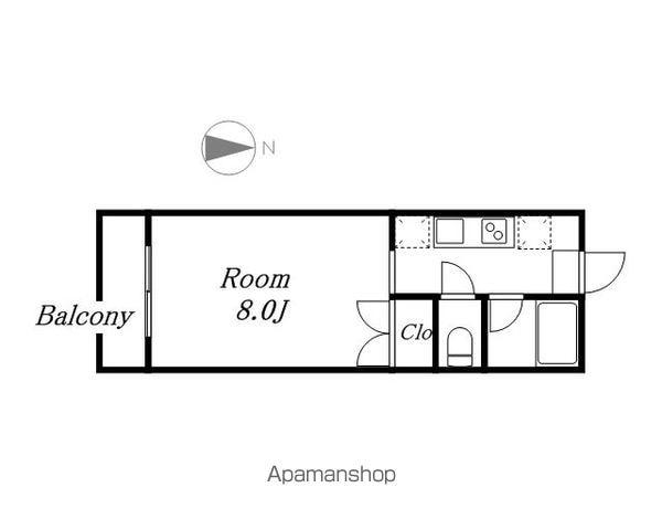 ヴァンヴェール名古屋(1K/2階)の間取り写真