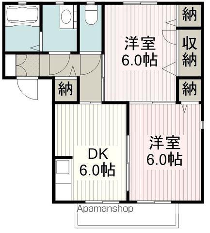 アミークスA棟(2DK/1階)の間取り写真