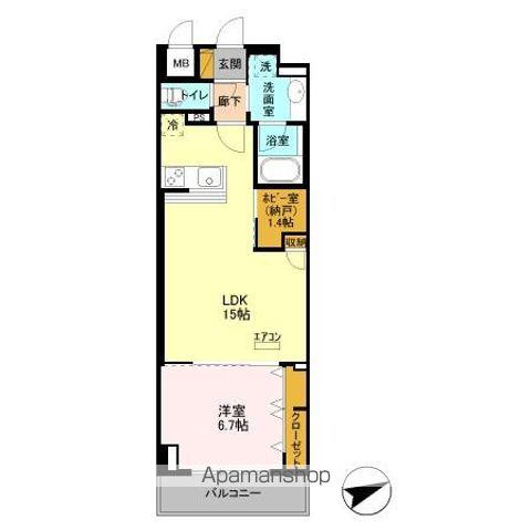 アルメール津田沼(1LDK/4階)の間取り写真