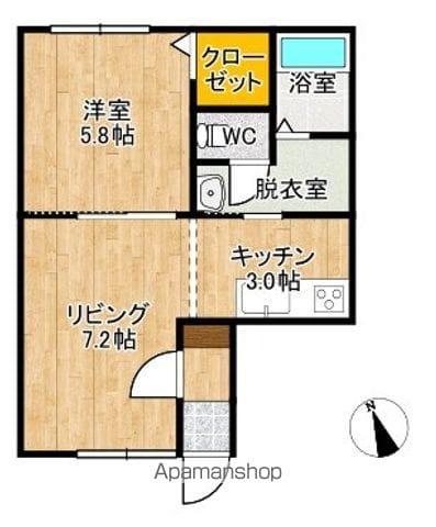 ビジネス・Ⅰ(1LDK/2階)の間取り写真