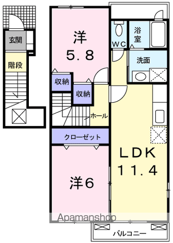 パノラマ(2LDK/2階)の間取り写真
