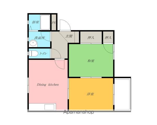 コートボナールA棟(2DK/2階)の間取り写真