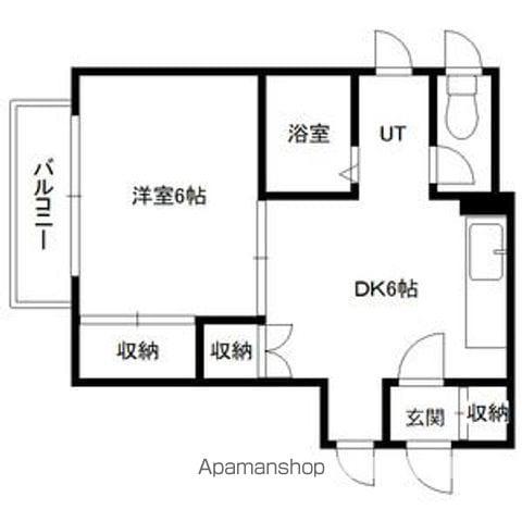 カメヤハイツII(1DK/2階)の間取り写真