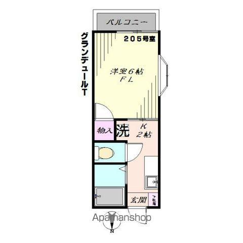 グランデュールT(1K/2階)の間取り写真