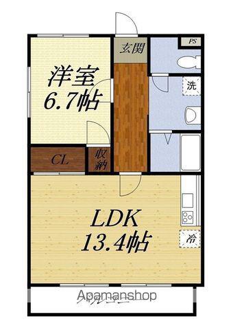 遠鉄ハイツ西ヶ崎G棟(1LDK/1階)の間取り写真