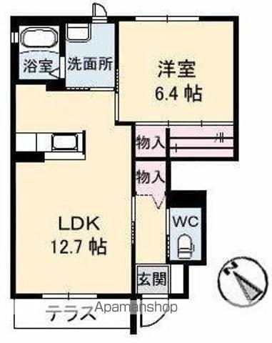 SINⅢ(1LDK/1階)の間取り写真