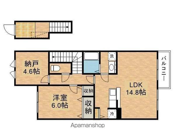 シャリテ高橋川(1SLDK/2階)の間取り写真