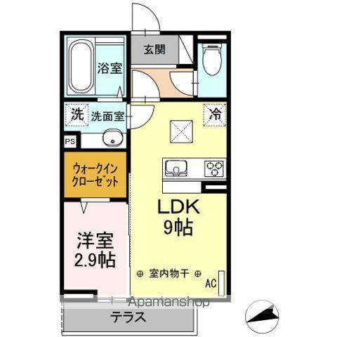 グリーンヒルズⅥ(1LDK/1階)の間取り写真