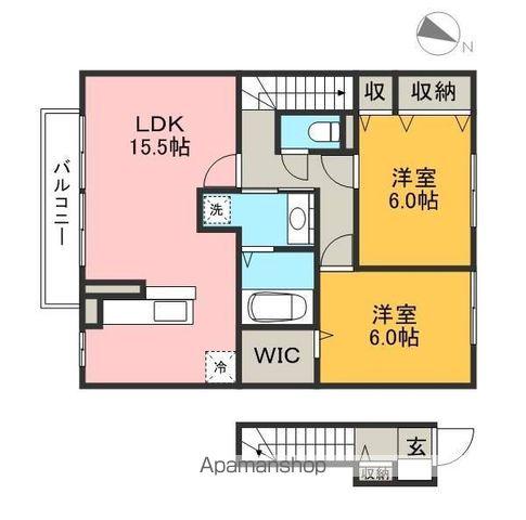 ソレイユⅠ(2LDK/2階)の間取り写真