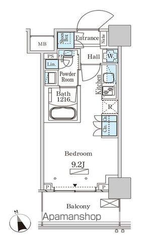 パークアクシス大塚ステーションゲートタワー(ワンルーム/21階)の間取り写真