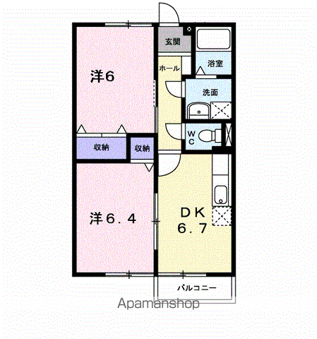 ブルックハイツ (2DK/2階)の間取り写真