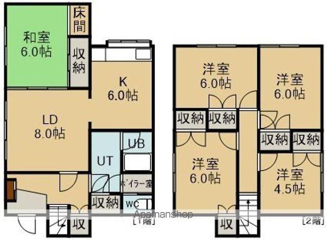 函館市電本線湯川線 千歳町駅(北海道) 徒歩7分 2階建 築44年(5LDK)の間取り写真