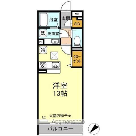 サンクフレール(ワンルーム/1階)の間取り写真