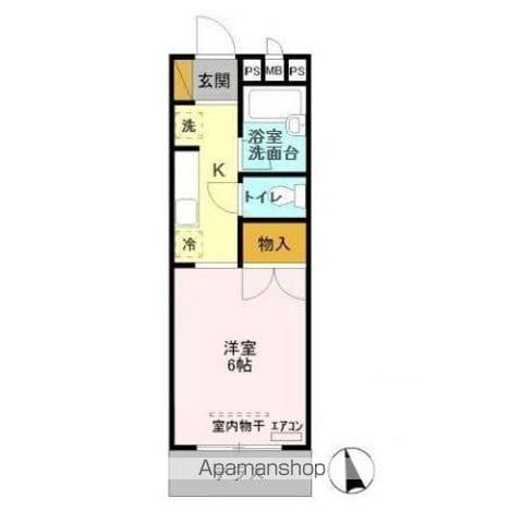 サザンクロスII(1K/1階)の間取り写真