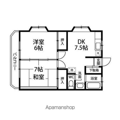 ハイツ日吉台B(2DK/2階)の間取り写真
