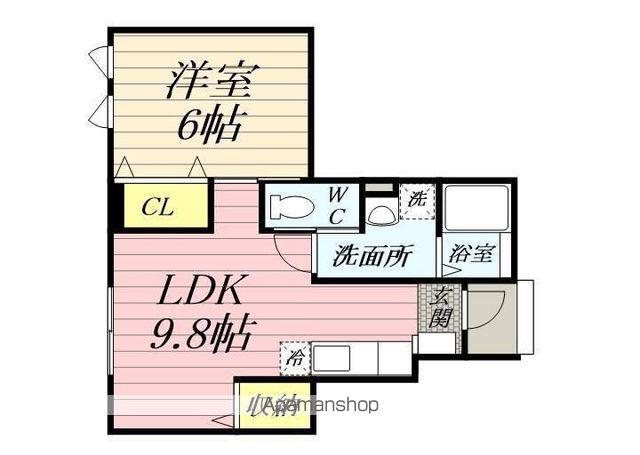 ロックサイドB棟(1LDK/1階)の間取り写真