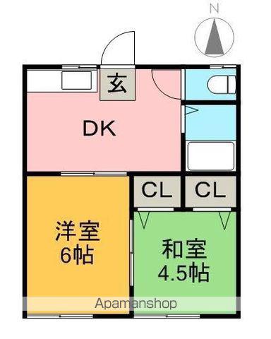 神野ハイツⅡ(2DK/1階)の間取り写真