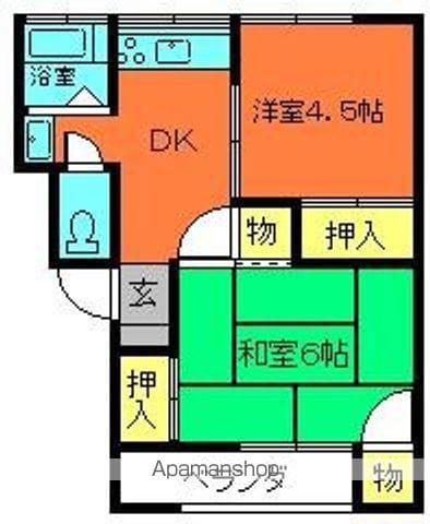 浅古ハイツ(2DK/4階)の間取り写真