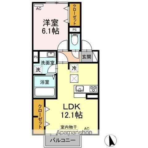 ローマンカモミール(1LDK/1階)の間取り写真