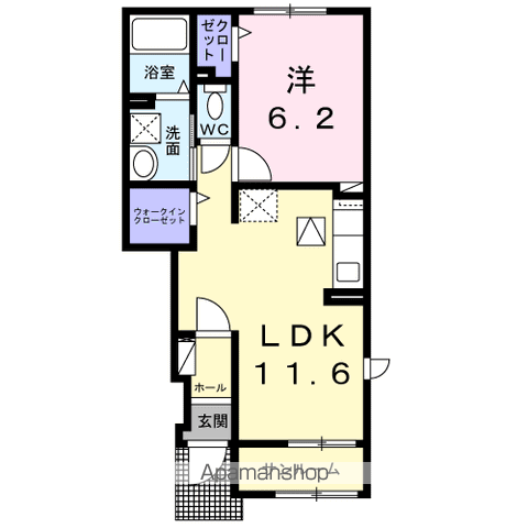 ルラフェンⅠ(1LDK/1階)の間取り写真