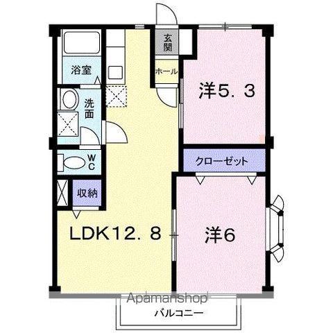 シャトレ苺A(2LDK/2階)の間取り写真