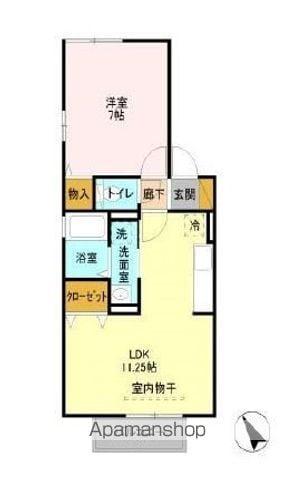 リヴェール津田沼(1LDK/2階)の間取り写真