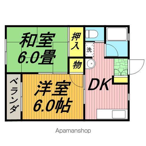 ポワール壱番館(2K/1階)の間取り写真