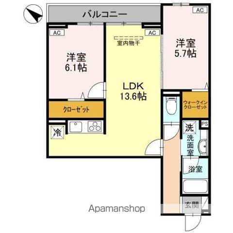 NOBLE RAFFINER東大宮(2LDK/3階)の間取り写真