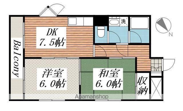 ジュネパレス柏第69(2DK/2階)の間取り写真