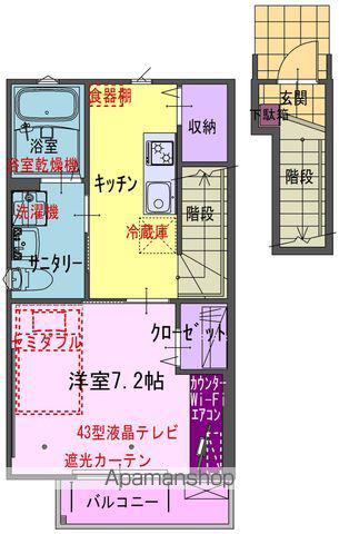GRAND SOLEIL 村崎野 B(1K/2階)の間取り写真