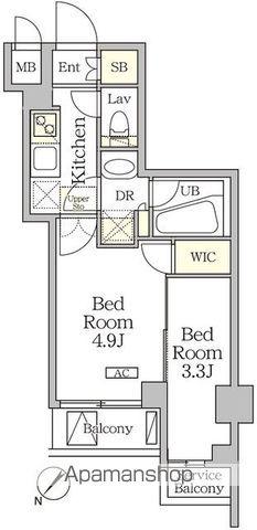 アジールコート池尻大橋(2K/3階)の間取り写真