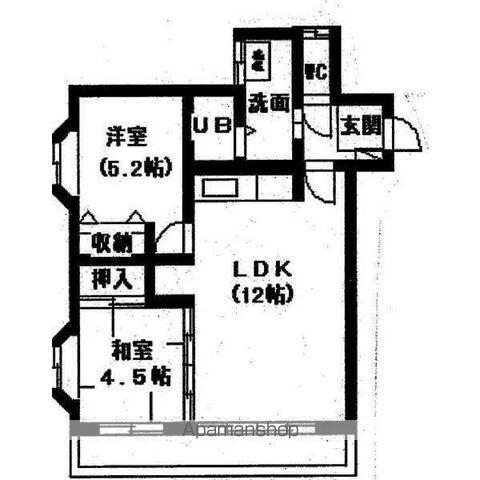 ビラ貴船(2LDK/2階)の間取り写真