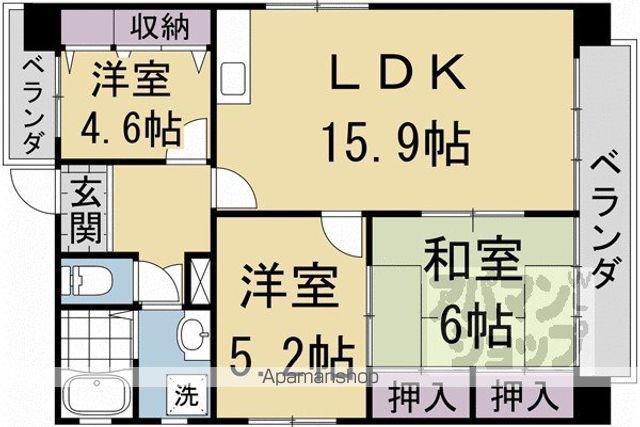 嶋津マンション(3LDK/4階)の間取り写真