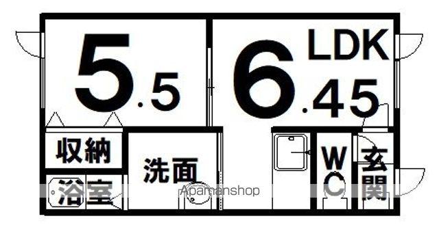 コーポディン(1LDK/2階)の間取り写真