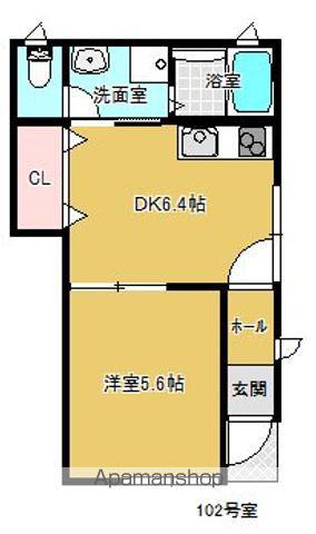 カーサM(1DK/1階)の間取り写真