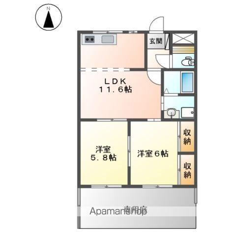 オアシス610 A棟(2LDK/1階)の間取り写真