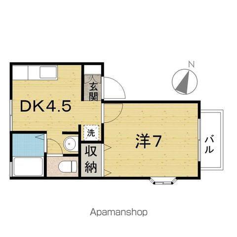 ノースウイングⅡ(1DK/1階)の間取り写真