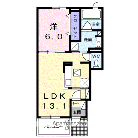 グラン ソレイユ(1LDK/1階)の間取り写真