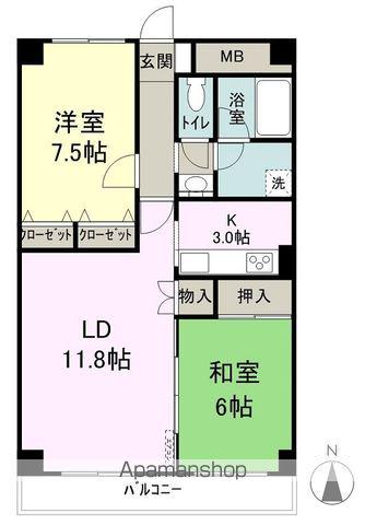 2000POST葡萄の里(2LDK/4階)の間取り写真