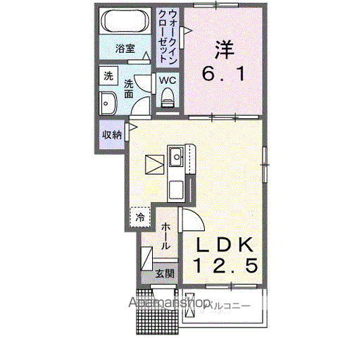 アンフィニ アムールⅡ(1LDK/1階)の間取り写真
