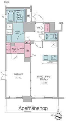 レジディア神田東(1LDK/11階)の間取り写真