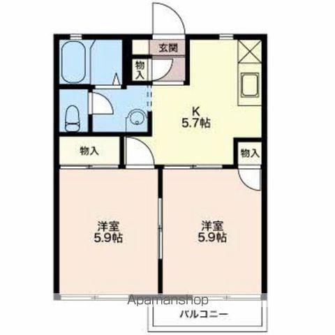 ハイブリッジ西原 A(2K/1階)の間取り写真